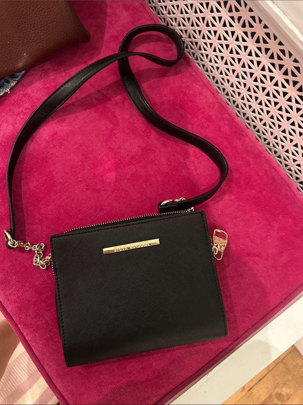 Steve Madden Black Crossbody with Gold Hardware